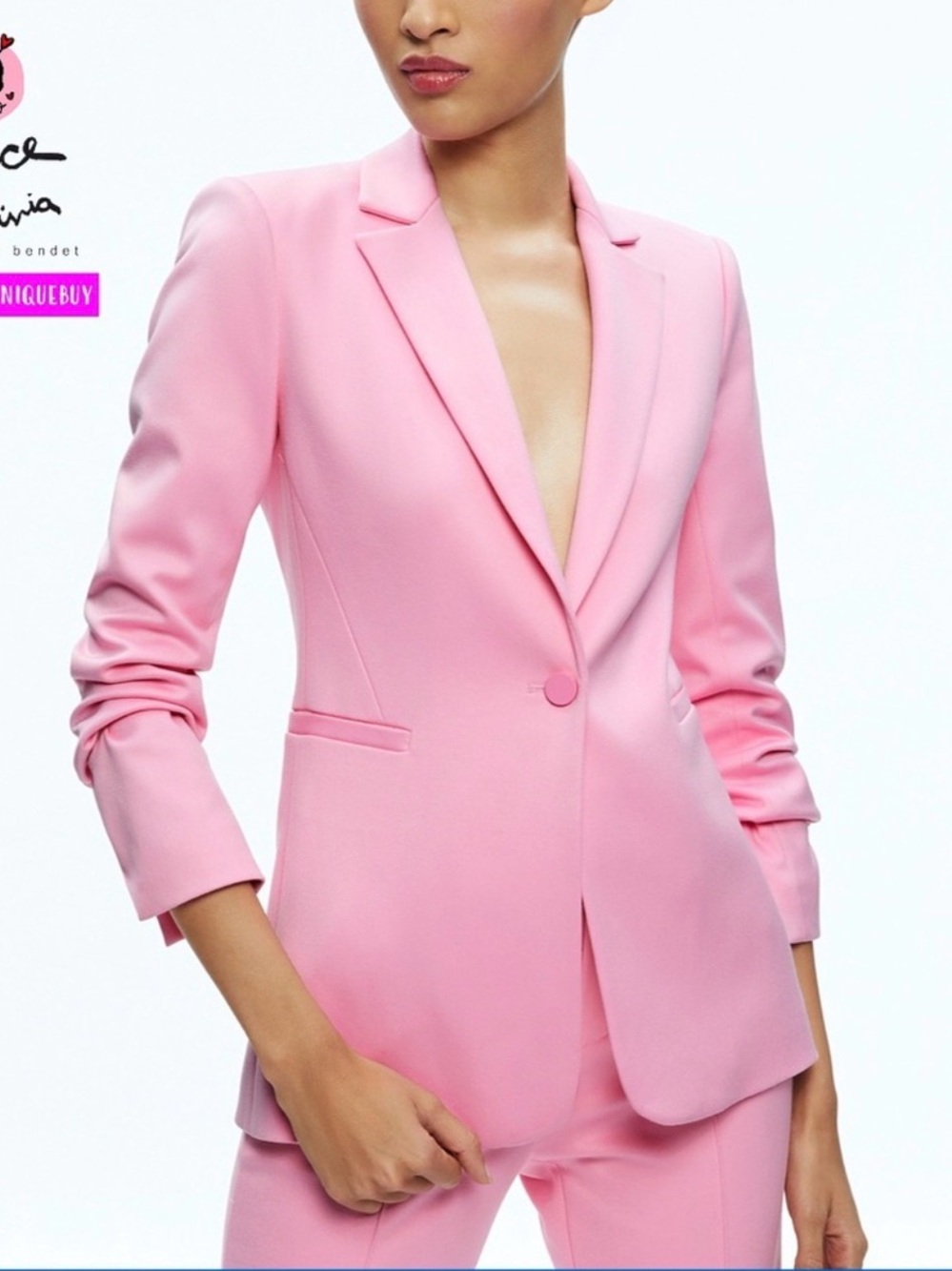 Alice + Olivia Pink Single-Button Blazer